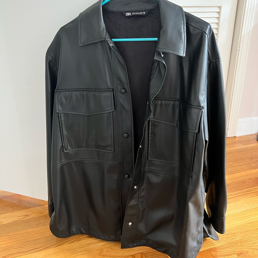 Zara faux leather shirt